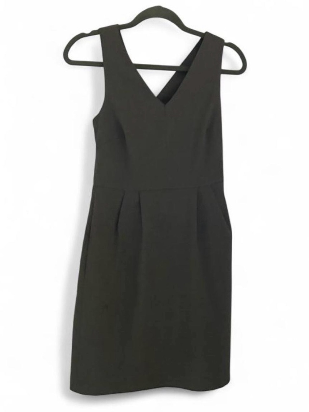 Banana Republic Grey Solid Shift Sleeveless V-Neck Bow Zip Short Dress 2P